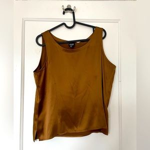 Eileen Fisher Brown Oversized Satin Top Size Petite Large
